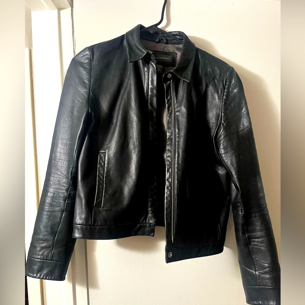 Banana Republic Black leather coat